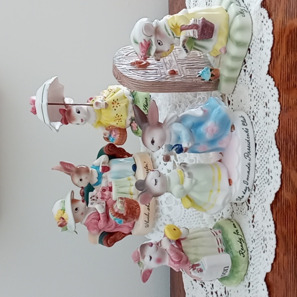 Vtg. AVON x Precious Moments Collection Bunny and Mouse Figurines Set
